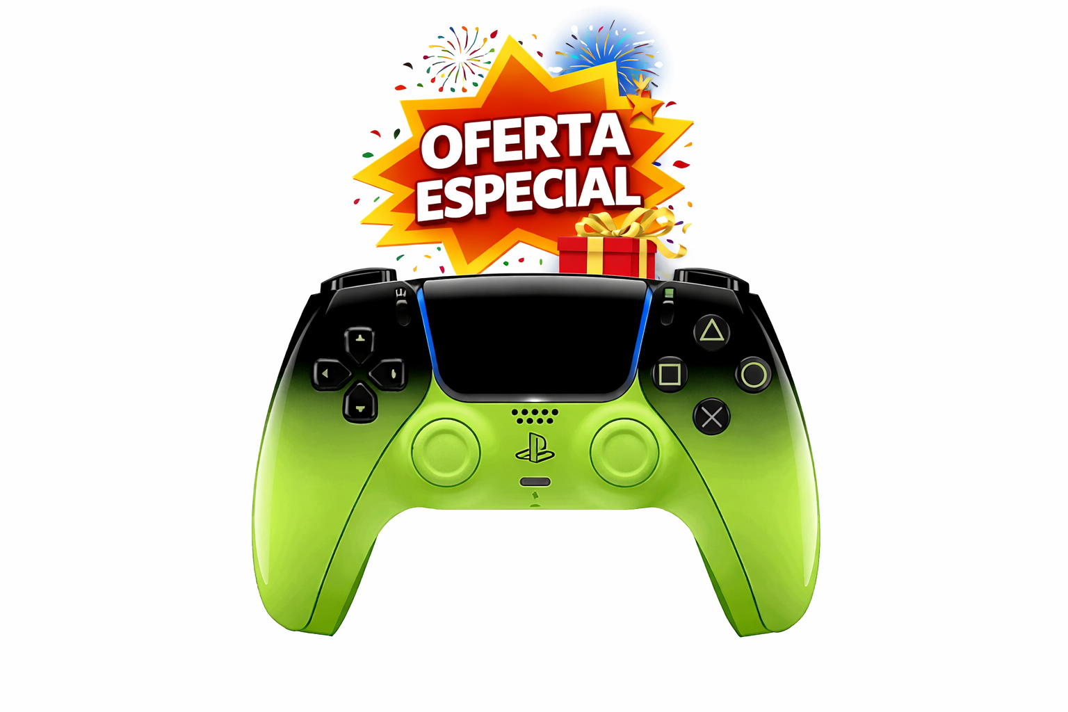 ChatGPT Image 18 mar 2026, 16_15_25 Mando PS5 Sony DualSense Remix Green con Joysticks Magnéticos - Imagen 1